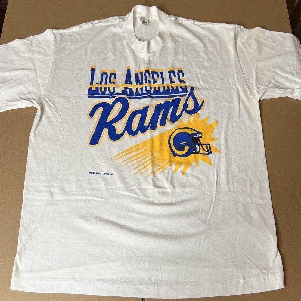 Vtg 1993 Los Angeles Rams Trench Shirt Single Stitch Retro Tee